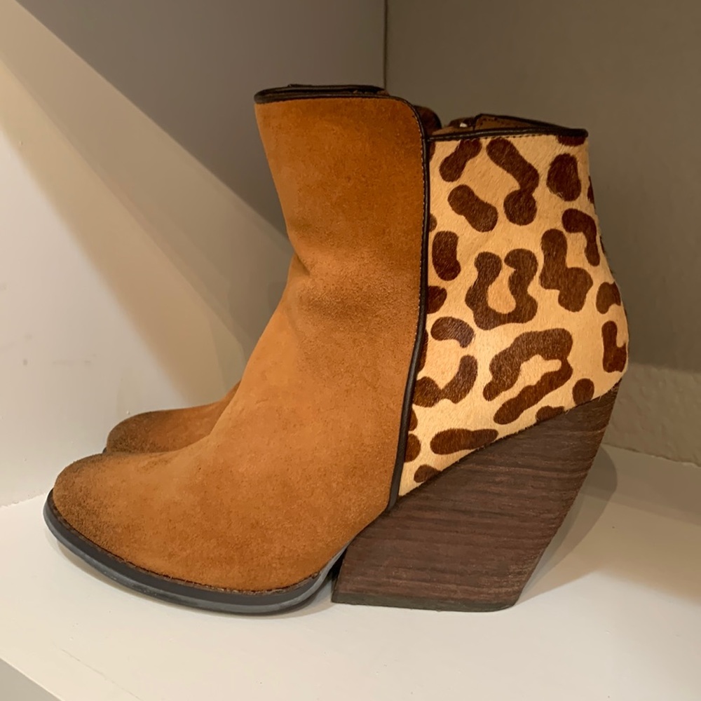 Leopard and brown booties
